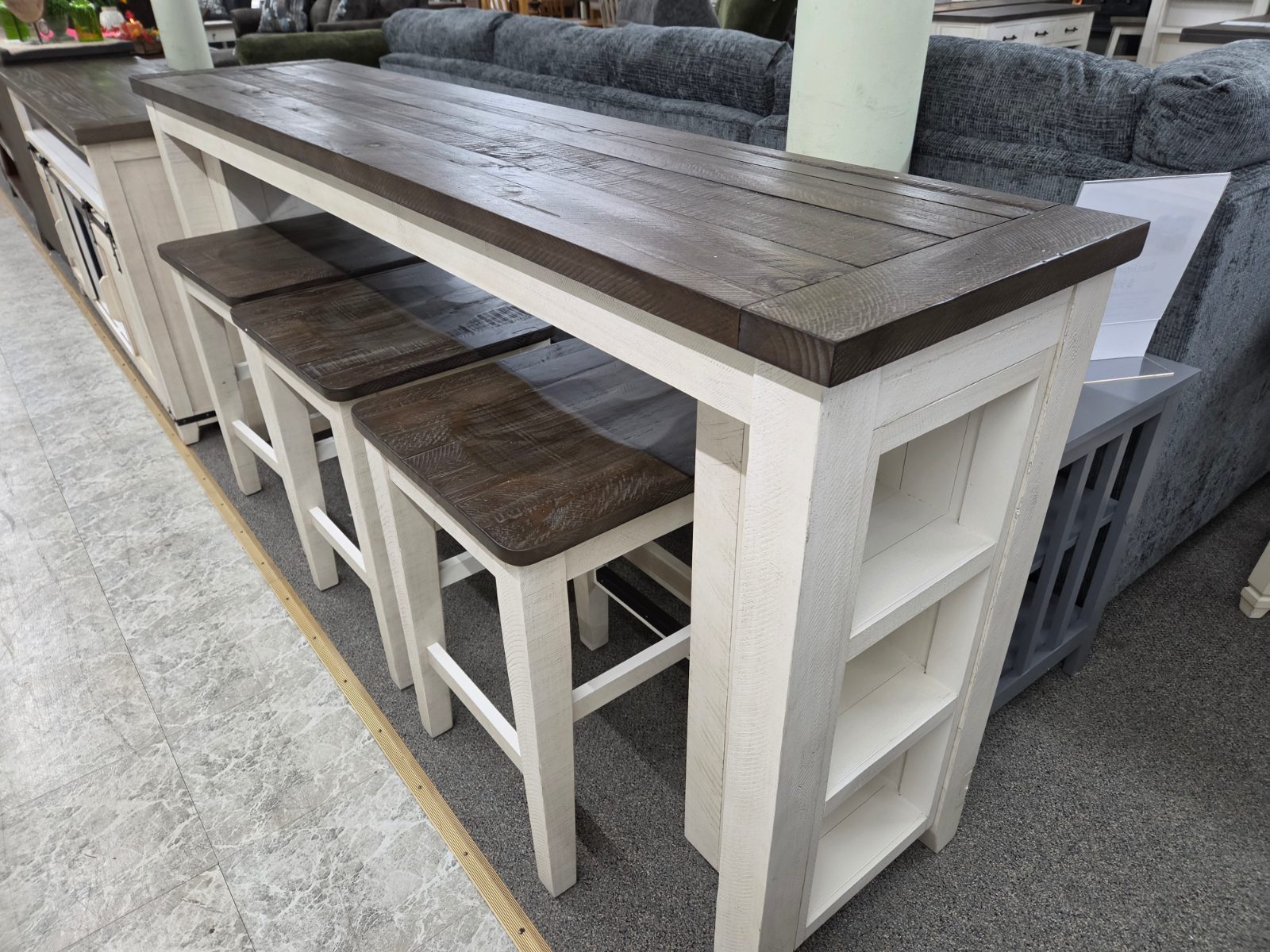 Sofa table with 3 stools